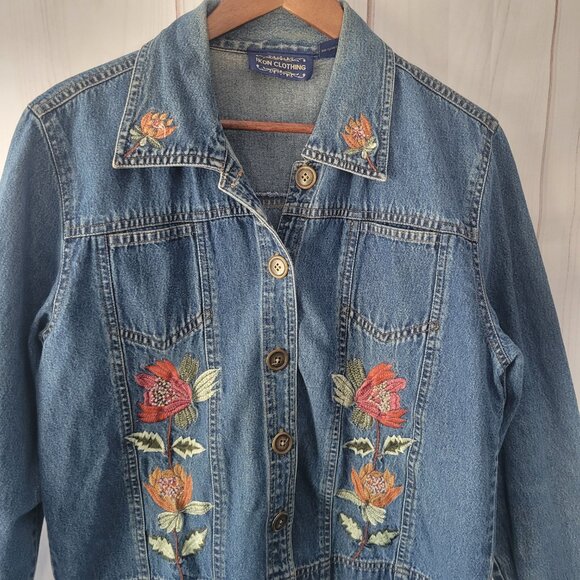 Vintage Ikon Clothing Embroidered/Beaded 100% Cotton Denim Button-Down Jacket - Picture 4 of 10